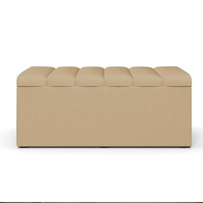 Kit Cabeceira Solteiro 100cm Com Calçadeira Baú Bege Escuro