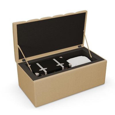 Kit Cabeceira Solteiro 100cm Com Calçadeira Baú Bege Escuro