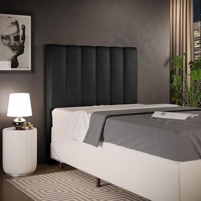 Cabeceira Cama Box Painel Solteiro 100 Cm Preto Metalizado