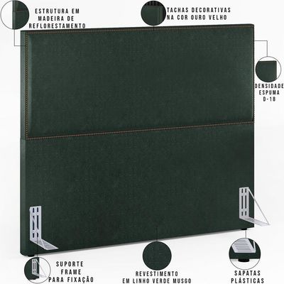 Cabeceira Cama Box Casal Queen 160 Cm Linho Verde Musgo