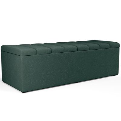 Kit Cabeceira Casal 140 Cm Calçadeira Baú Verde Musgo