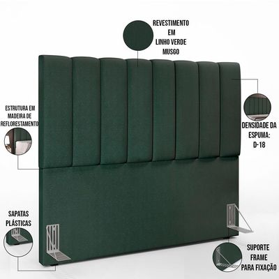 Kit Cabeceira Casal 140 Cm Calçadeira Baú Verde Musgo