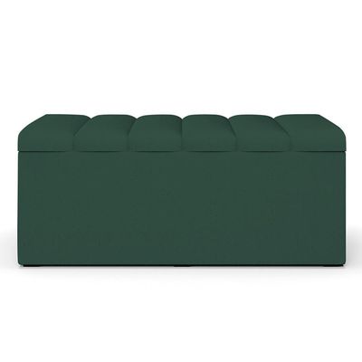 Kit Cabeceira Solteiro 100cm Com Calçadeira Baú Verde Musgo
