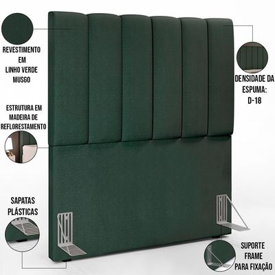 Kit Cabeceira Solteiro 100cm Com Calçadeira Baú Verde Musgo