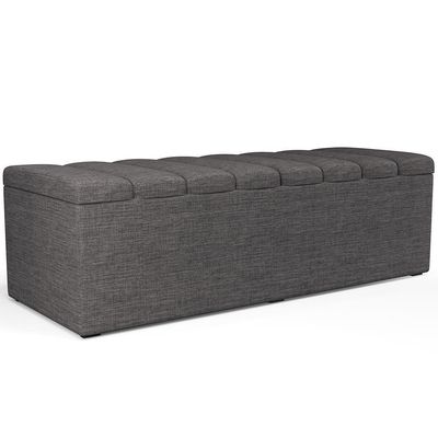 Kit Cabeceira Casal Queen 160cm Calçadeira Baú Cinza Escuro