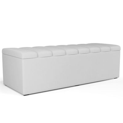 Kit Cabeceira Casal Queen 160cm Com Calçadeira Baú Branco
