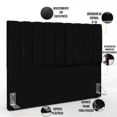 Kit Cabeceira Casal Queen 160cm Com Calçadeira Baú Preto