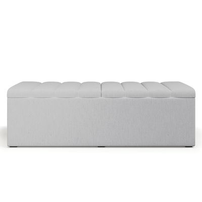 Kit Cabeceira Casal 140cm Com Calçadeira Recamier Baú Cinza