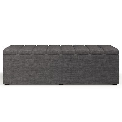 Kit Cabeceira Casal 140cm Calçadeira Baú Cinza Escuro