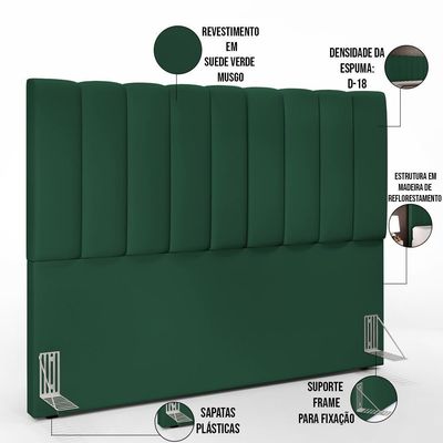 Kit Cabeceira Casal Queen 160cm Calçadeira Baú Verde Musgo