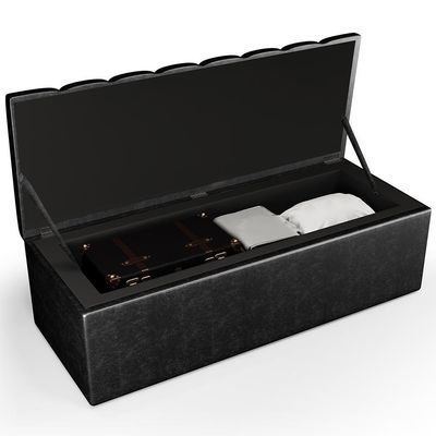 Kit Cabeceira Casal Queen 160cm Calçadeira Baú Preto
