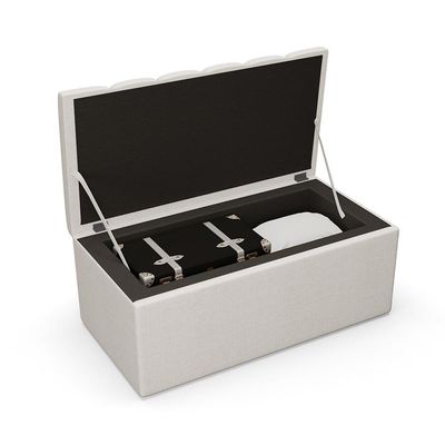 Kit Cabeceira Solteiro 100cm Calçadeira Baú Champagne