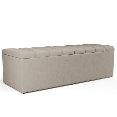 Kit Cabeceira Casal 140cm E Calçadeira Recamier Baú Bege