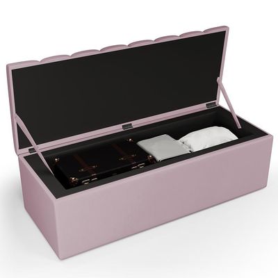 Kit Cabeceira Casal 140cm C/Calçadeira Recamier Baú Rosê