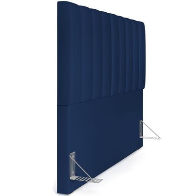 Kit Cabeceira Casal Queen 160cm Calçadeira Baú Azul Marinho