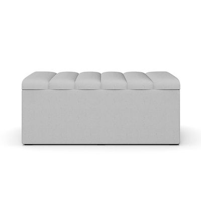 Kit Cabeceira Solteiro 100cm E Calçadeira Baú Cinza