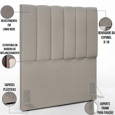 Cabeceira Cama Box Solteiro 100 Cm Dália W01 Linho Bege
