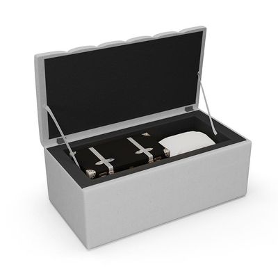 Kit Cabeceira Solteiro 100cm E Calçadeira Baú Cinza