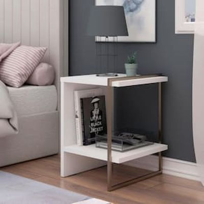 Mesa de Cabeceira / Mesa Lateral Genialflex Infinity Branco