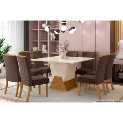 Cadeira Sala de Jantar Malu Kit 2 Un Nature/Veludo Light Linho - Henn