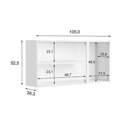 Cozinha Completa Múltipla 2 Peças (1 Aéreo + 1 Balcão) Branco/Preto - Bertolini