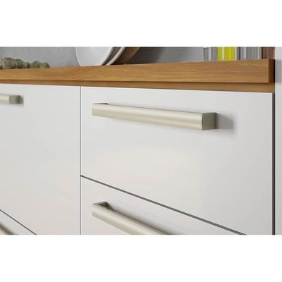 Balcão de Cozinha Burguesa p/Pia Premium 2 Portas e 3 Gavetas c/ Tampo 120cm Freijo/Grafite - Nesher