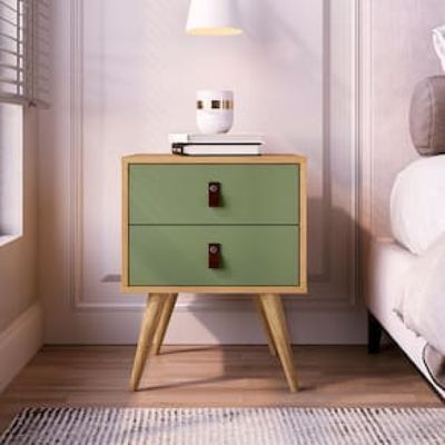 Mesa de Cabeceira Genialflex Amber com 2 Gavetas Verde