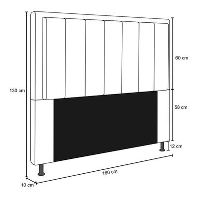 Cabeceira Opala Cama Box Queen 160cm Linho - Ssx Multicoisas Cor Bege Dourado