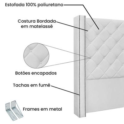 Cabeceira Casal 140 Cm Vicenza Corano Branco - Ssx Multicoisas