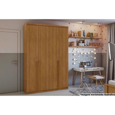 Guarda Roupa Solteiro 4 Portas E 2 Gavetas Alonzo Plus Rovere-amêndoa - Lopas