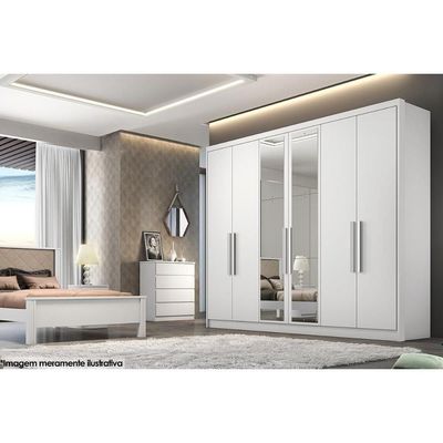 Guarda Roupa Casal 6 Portas E 8 Gavetas C/ Espelho Rizon Plus Freijo Cumaru - Novo Horizonte