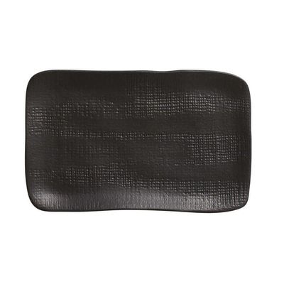 Travessa Retângular Em Cerâmica Juta Preto Matte 27x16cm Porto Brasil
