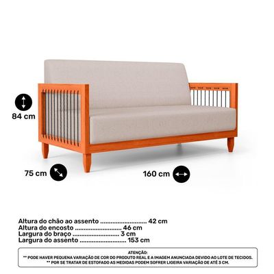 Kit 02 Poltronas E 01 Sofá Samoa Madeira Maciça Com Cordas Náutica Linho Rústico Areia - Desk Design
