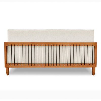 Kit Poltrona E Sofá Varanda Samoa Madeira Maciça Com Cordas Náutica Linho Natural - Desk Design