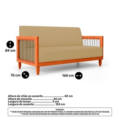 Kit Poltrona E Sofá Varanda Samoa Madeira Maciça Com Cordas Náutica Linho Dourado - Desk Design