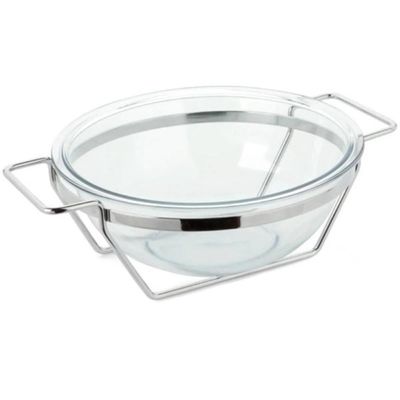 Saladeira De Vidro 3l Gourmet Luxo Com Suporte Massas Sopas