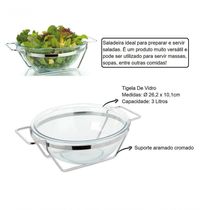 Saladeira De Vidro 3l Gourmet Luxo Com Suporte Massas Sopas