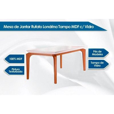 Sala de Jantar Completa Londrina 180Cm + 6 Cadeiras Lunara Imbuia Linho Turim