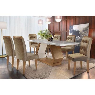 Sala de Jantar Completa 180Cm + 6 Cadeiras Imbuia Chocolate Capuccino