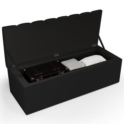 Kit Cabeceira Casal Queen 160cm C/Calçadeira Baú Preto