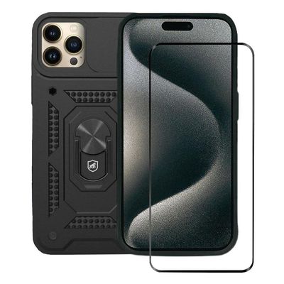 Kit Capa Dinamic Cam Protection e Pelicula Ultra Glass Preta para iPhone 15 Pro - Gshield