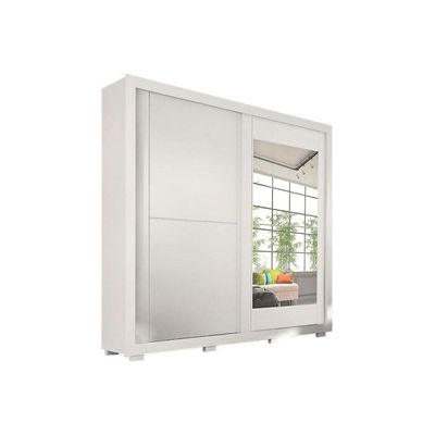 Guarda Roupa Casal 2 Portas de Correr e 3 Gavetas c/ Espelho Nicole Nature/Off White - ACP
