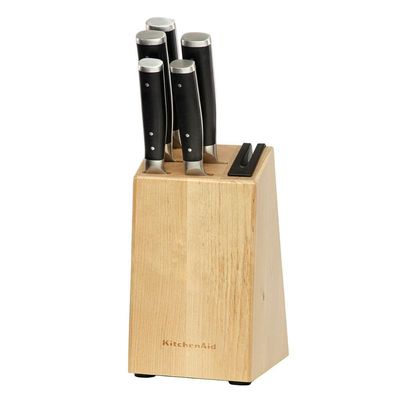 Conjunto De Facas Forjadas 6 Peças Cepo Madeira Kitchenaid