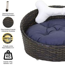 Cama Pet Chaise Redonda Fibra Sintética Alumínio Cão E Gato Trama Original Preto