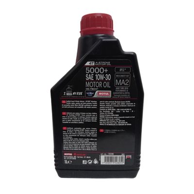 Óleo Lubrificante do Motor Motul 5000+ 10W30 4T Semissintético para Motos até 660cc 1L