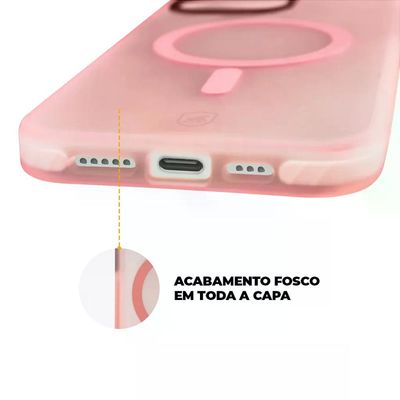 Kit Capa Magsafe Pro Rosa e Pelicula Ultra Glass para iPhone 15 - Gshield