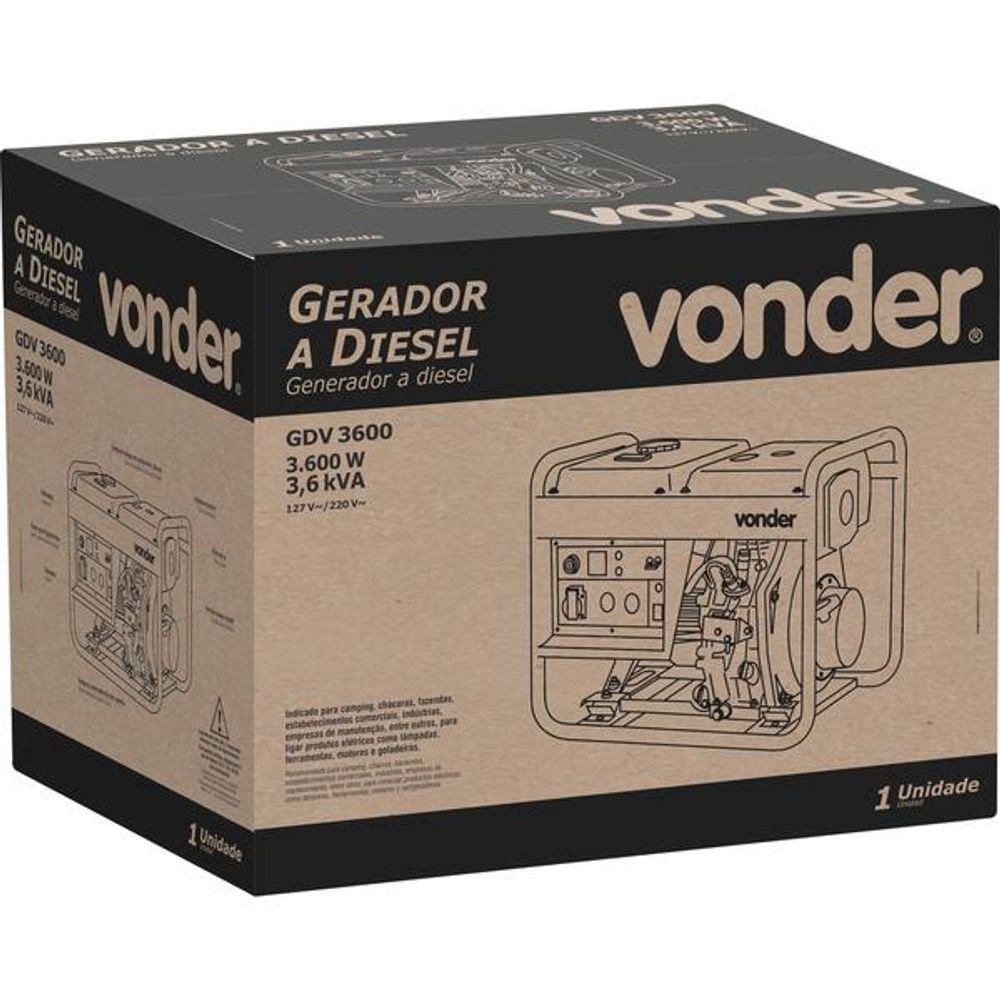 Gerador À Diesel 7Hp 127/220V 4 Tempos Manual Gdv3600 Vonder