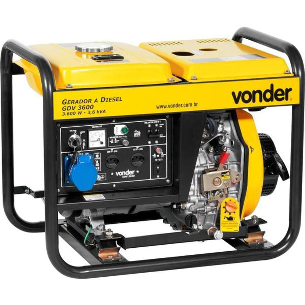 Gerador À Diesel 7Hp 127/220V 4 Tempos Manual Gdv3600 Vonder