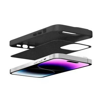 Kit Capa Couro Dual Preta e Pelicula Ultra Glass para iPhone 15 Pro Max - Gshield