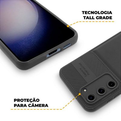 Kit Capa Symetric Preta e Pelicula Coverage para Samsung Galaxy S23 Plus - Gshield
